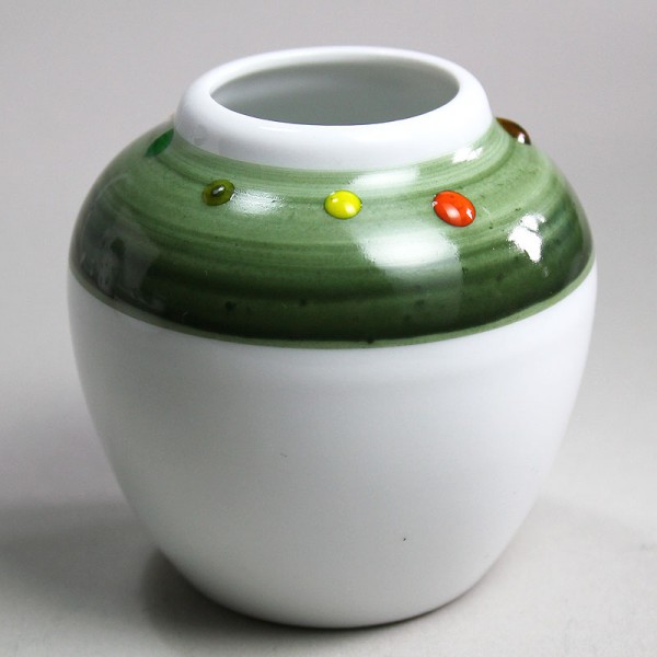 Mini-Vase grün mit Glastropfen